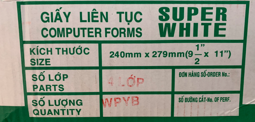 Giấy liên tục 4 liên 240x279mm