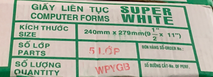 Giấy liên tục 5 liên 240x279 mm