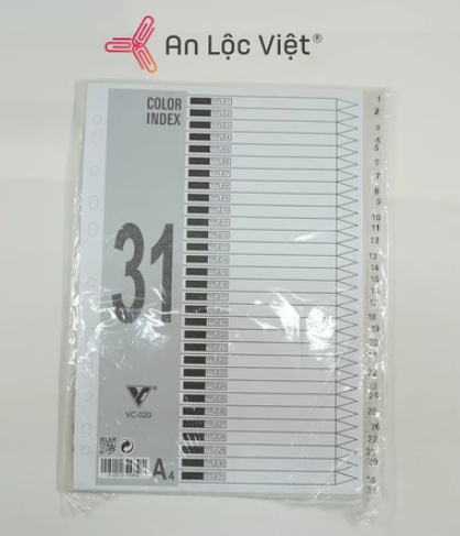 Bìa phân trang nhựa 31 số